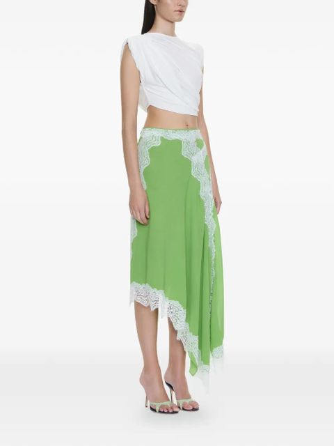 Christopher Esber Verve lace-detail asymmetric skirt - Green - zdjęcie produktu nr 2