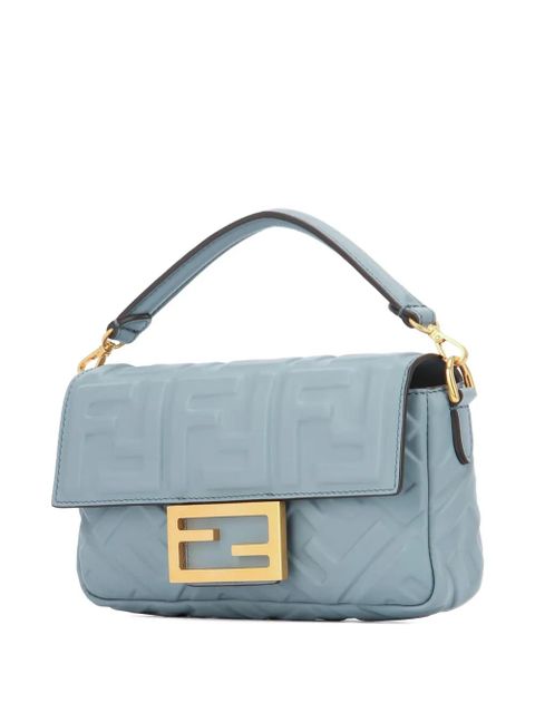 FENDI mini Baguette embossed-logo shoulder bag - Blue