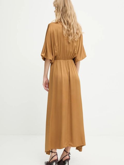 Answear.LAB sukienka kolor brązowy maxi rozkloszowana