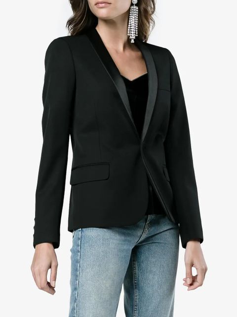 Saint Laurent Iconic Le Smoking Cropped Blazer - Black