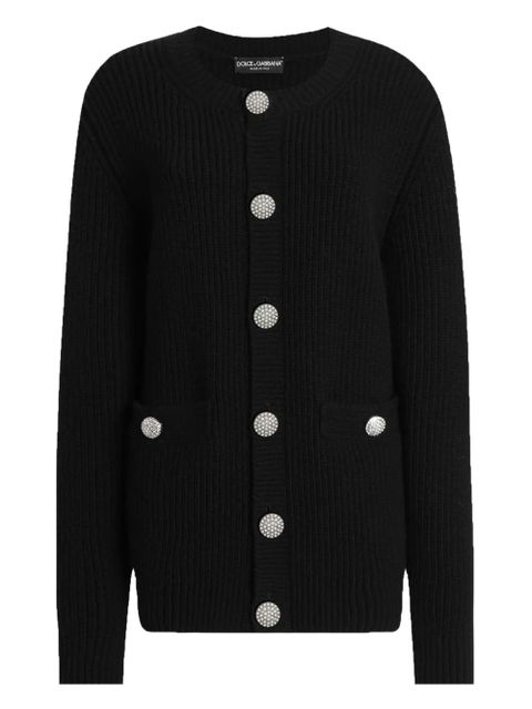 Dolce & Gabbana jewel-button ribbed cardigan - Black - zdjęcie produktu nr 1