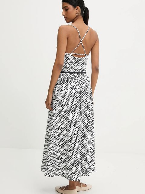 Answear.LAB sukienka bawełniana kolor biały maxi rozkloszowana