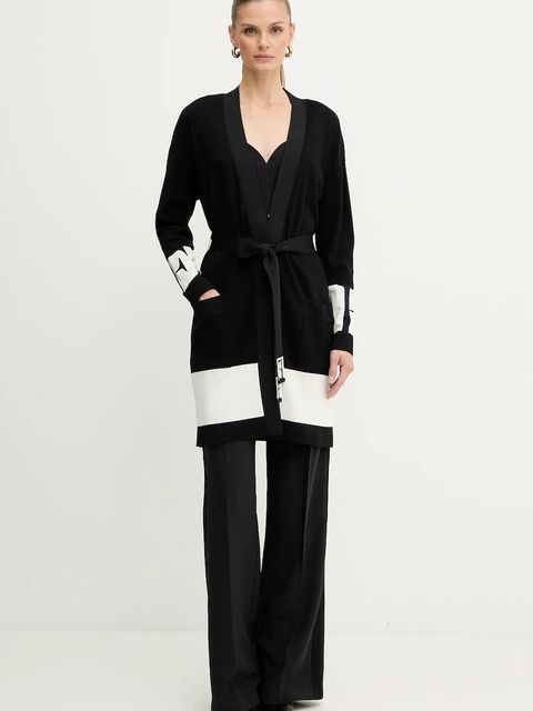 Elisabetta Franchi kardigan damski kolor czarny lekki MK02S56E2 - zdjęcie produktu nr 2