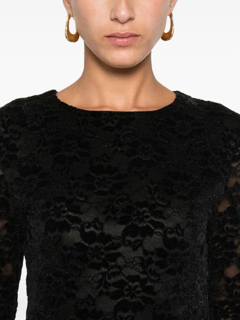 Maje lace-panel flared dress - Black
