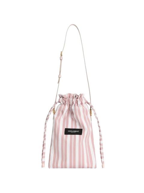 Dolce & Gabbana Essenza bag in striped poplin - Pink - zdjęcie produktu nr 1
