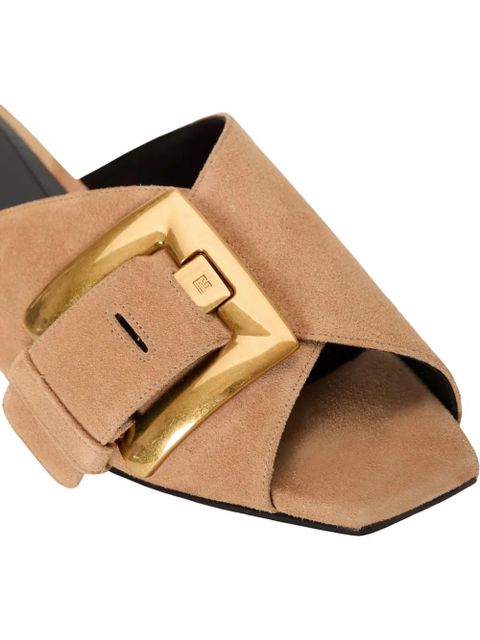Balmain flat suede leather Anthem mules - Neutrals