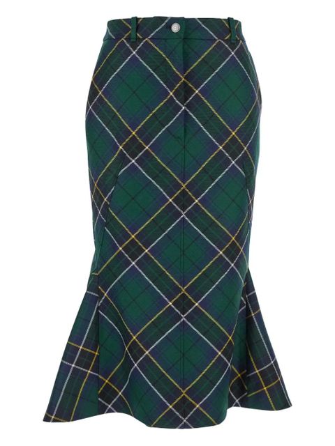 Alexander McQueen tartan draped midi skirt - Green - zdjęcie produktu nr 1