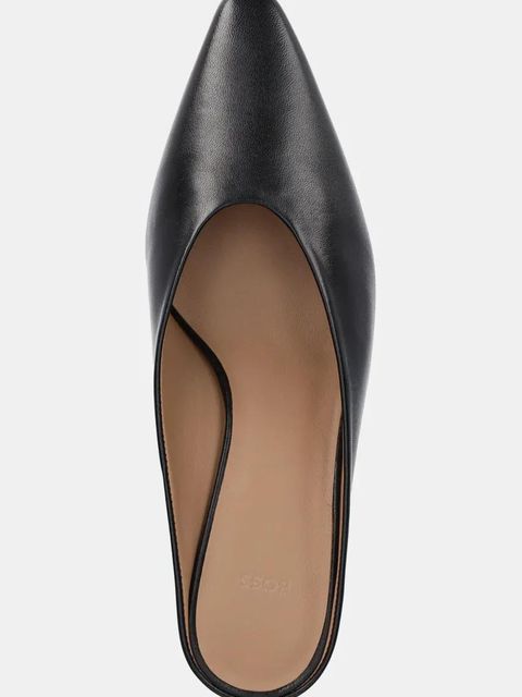 BOSS klapki skórzane Charlieze damskie kolor czarny na szpilce 50536294