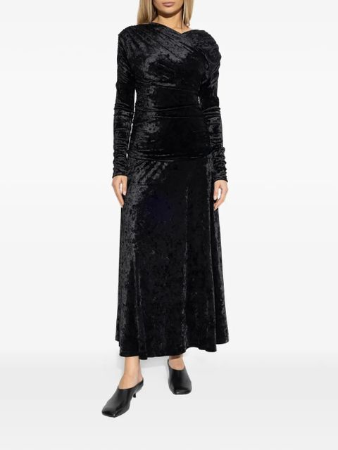 GANNI draped long-sleeved maxi dress - Black