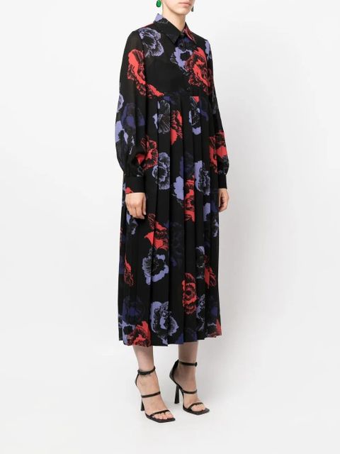 Ferragamo floral-print midi dress - Black