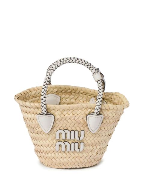 Miu Miu woven raffia basket tote bag - Neutrals - zdjęcie produktu nr 1