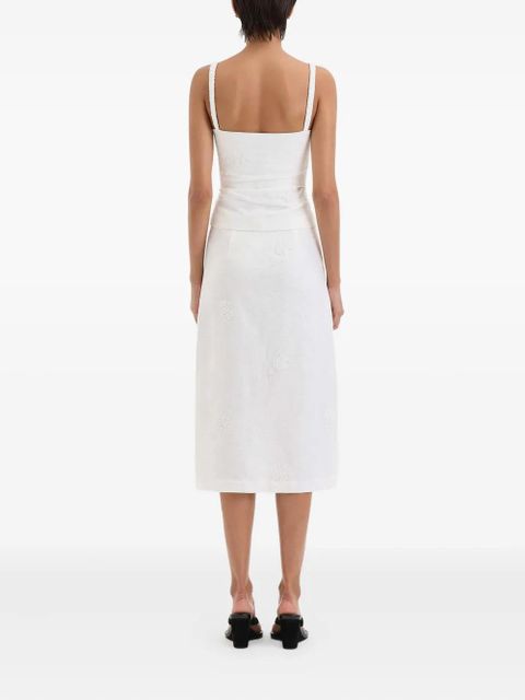 SIR. floral-embroidered midi skirt - Neutrals