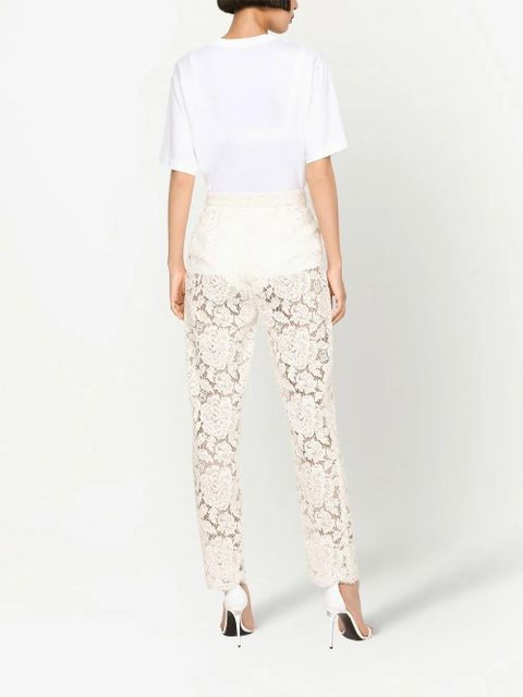 Dolce & Gabbana floral-lace trousers - White