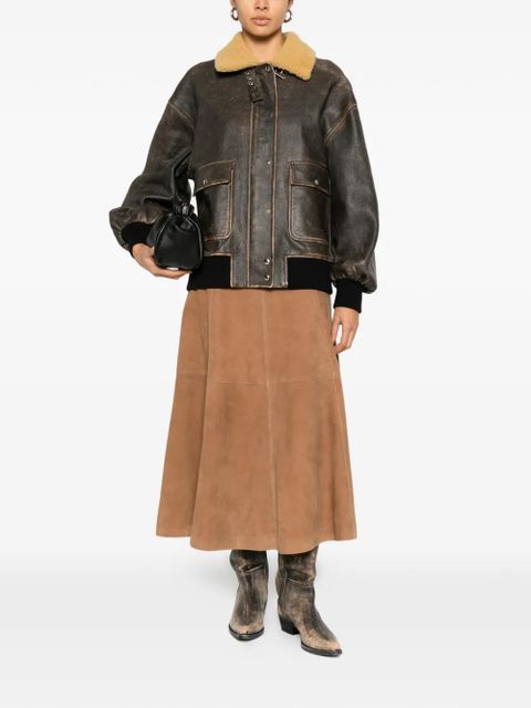 KHAITE Sandor fur collar pocket jacket - Brown