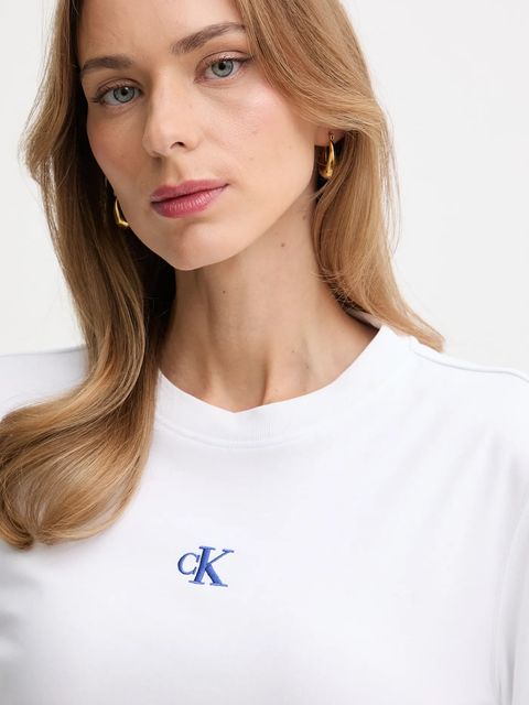 Calvin Klein Jeans longsleeve bawełniany kolor biały LV047D223G