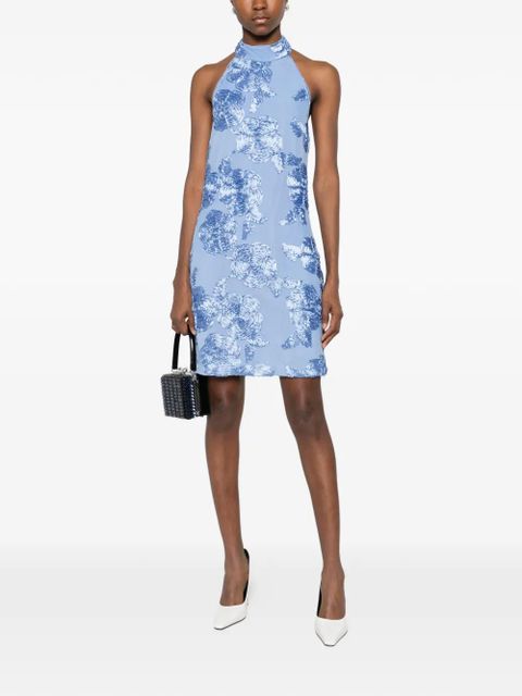 ROTATE BIRGER CHRISTENSEN floral halterneck mini dress - Blue