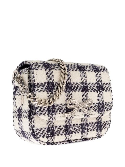 Self-Portrait check bow chain cross body bag - White - zdjęcie produktu nr 1
