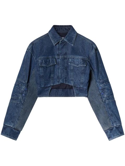 Off-White cut-out motorcycle denim jacket - Blue - zdjęcie produktu nr 1