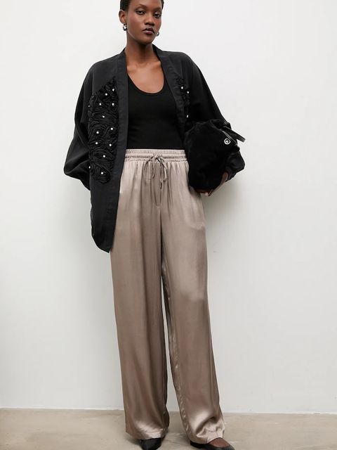 Answear.LAB spodnie damskie kolor szary szerokie high waist - zdjęcie produktu nr 2