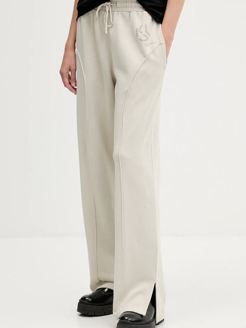 Karl Lagerfeld Jeans spodnie dresowe bawełniane damskie kolor beżowy z aplikacją A4W10080