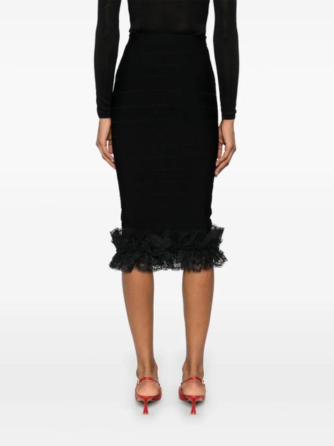 Self-Portrait x Christopher Kane ruffle knit midi skirt - Black