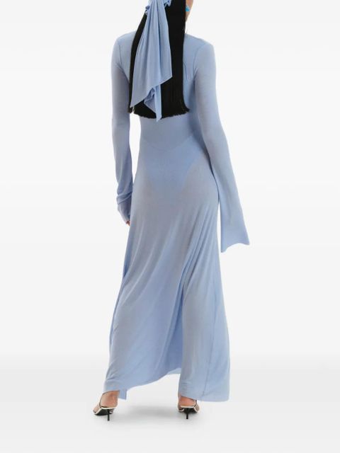 MANURÍ Suki long-sleeve draped dress - Blue