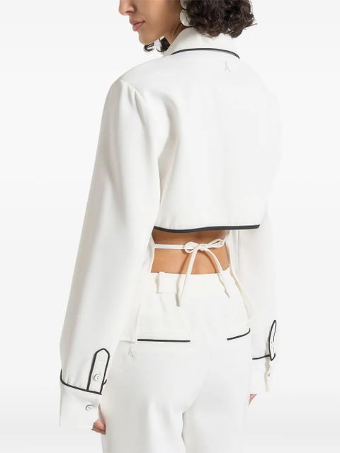 Manière De Voir contrast piped tie-back shirt - White