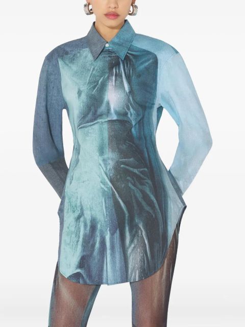 Jean Paul Gaultier The Water printed buttoned shirt - Blue