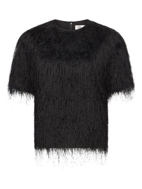 LouLou de Saison Zaro fringed short-sleeve T-shirt - Black - zdjęcie produktu nr 1