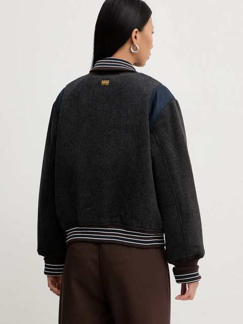 G-Star kurtka bomber z dodatkiem wełny kolor szary przejściowa D27339-E155