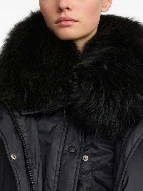 Yves Salomon lambswool-trim puffer jacket - Black