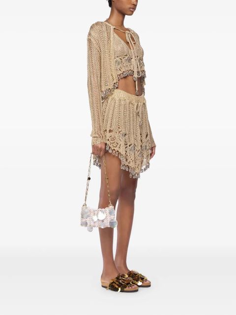 Rabanne crochet-knit cardigan - Gold
