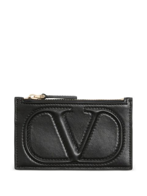 Valentino Garavani VLogo Walk zip card holder in calfskin - Black - zdjęcie produktu nr 1