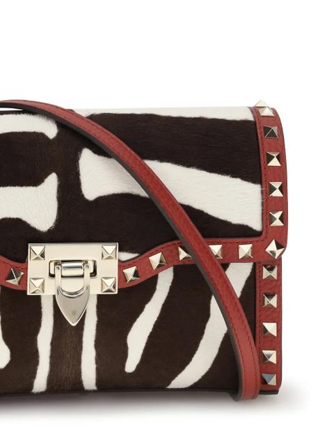 Valentino Garavani small Rockstud zebra-print shoulder bag - Brown