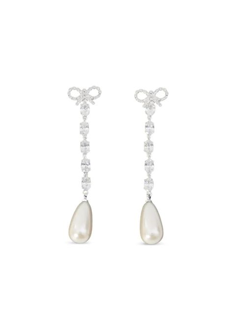 Self-Portrait bow droplet earrings - Silver - zdjęcie produktu nr 1