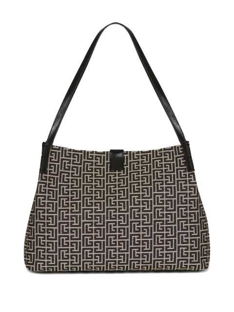 Balmain medium Release monogram jacquard tote bag - Black