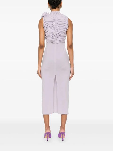 Magda Butrym mock-neck ruched midi dress - Purple