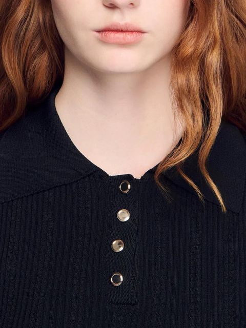 SANDRO button polo top - Black