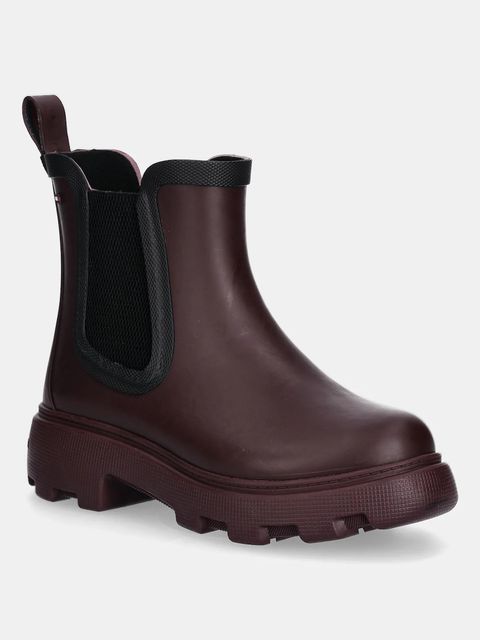 Tommy Hilfiger kalosze FLAG ANKLE RAINBOOT WARM LINING damskie kolor bordowy FW0FW08974 - zdjęcie produktu nr 1