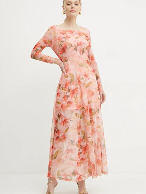 Fracomina sukienka kolor różowy maxi rozkloszowana FS25SD3004W749K9