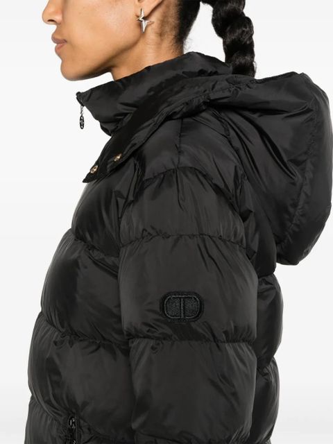 TWINSET logo-patch padded jacket - Black