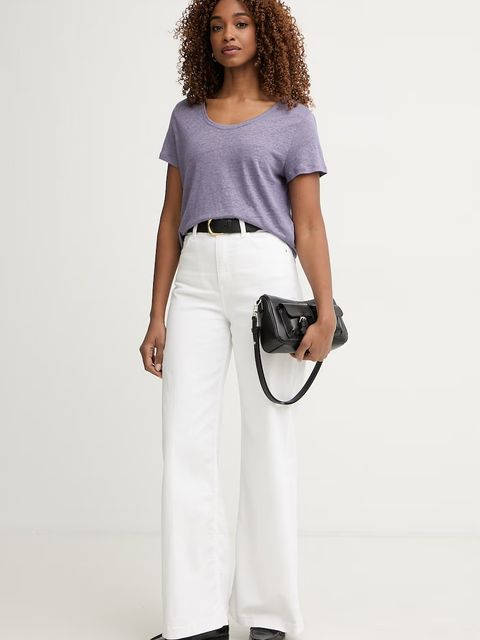 United Colors of Benetton T-shirt damski lniany - zdjęcie produktu nr 1