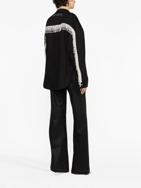 ROTATE BIRGER CHRISTENSEN crystal-embellished long-sleeve shirt - Black - zdjęcie produktu nr 2