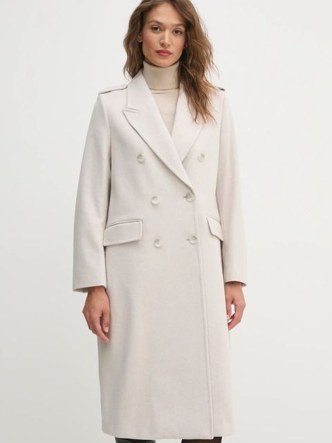 Sisley płaszcz wełniany kolor beżowy przejściowy 2A8GLN04Q - zdjęcie produktu nr 1