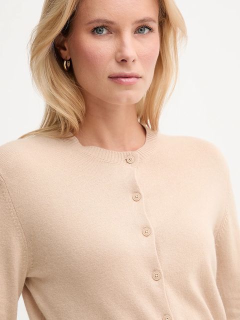 United Colors of Benetton kardigan z dodatkiem wełny damski kolor beżowy lekki 102HD502B