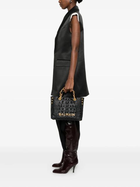 Balmain crocodile-effect tote bag - Black