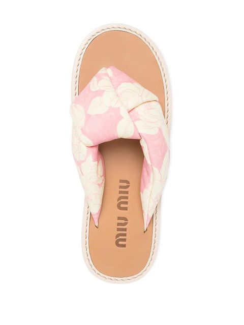 Miu Miu floral-print slip-on sandals - Pink