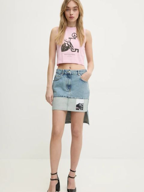 Moschino Jeans top bawełniany kolor różowy 1211 3229