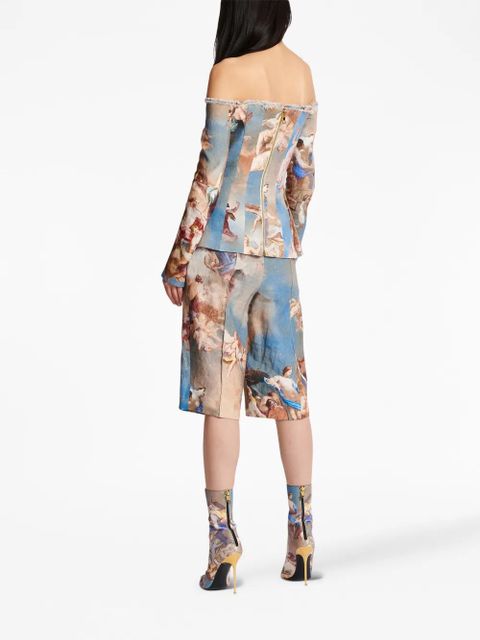 Balmain Sky-print off-the-shoulder jacket - Multicolour