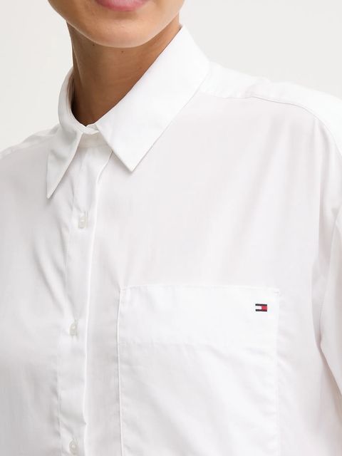 Tommy Hilfiger koszula bawełniana damska kolor biały relaxed z kołnierzykiem klasycznym WW0WW46599 - zdjęcie produktu nr 2